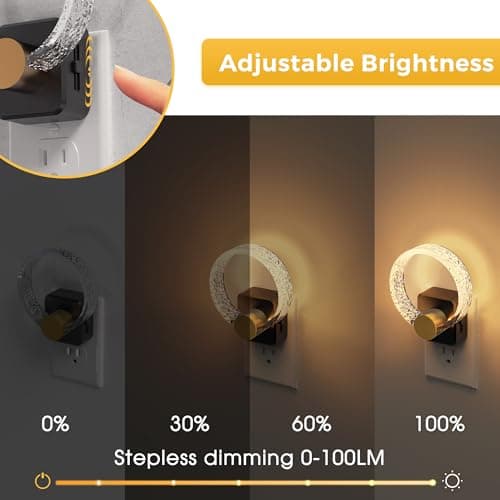 L LOHAS LED Night Lights Plug into Wall, 2 Pack Plug in Night Lights with Light Sensor, 3000K Soft White, 0-100LM Brightness Adjustable, Acrylic Nightlight for Bathroom Bedroom Hallway - Thumbnail 3