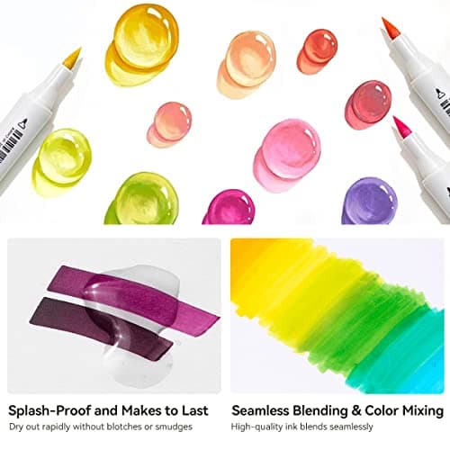 Arrtx Alcohol Markers OROS 90 Colors,Brush and Chisel Tip,Art Markers for Artists Adult Coloring Sketch Illustration, Comic - Thumbnail 4