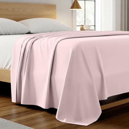 Mellanni Twin XL Size Flat Sheet - Iconic Collection Bedding - Hotel Luxury, Extra Soft, Cooling - Wrinkle, Fade, Stain Resistant - 1 Flat Sheet Only (Twin XL, Blush Pink)