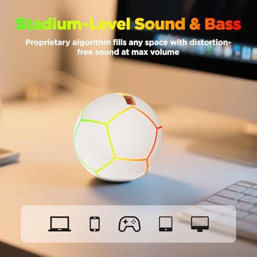INLOOKSEEK Light up Soccer Ball-Portable Bluetooth Speaker with Light up Ball,6 Lighting Modes Glow in The Dark Soccer Ball Gifts for Boys 8-12 - Thumbnail 2