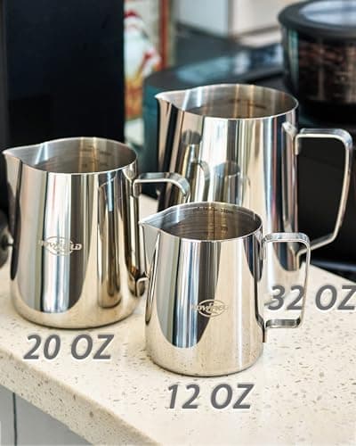HOWFIELD 20oz Stainless Steel Milk Frothing Pitcher with Precision Spout and Measurement Markings for Espresso and Cappuccino, Silver - Thumbnail 5