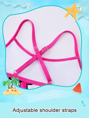 Seanrui Girls' Swimwear Size 8 Long Sleeve Bathing Suit for Kids Rash Guard Swim Top with Shorts Pink Butterfly - Thumbnail 3