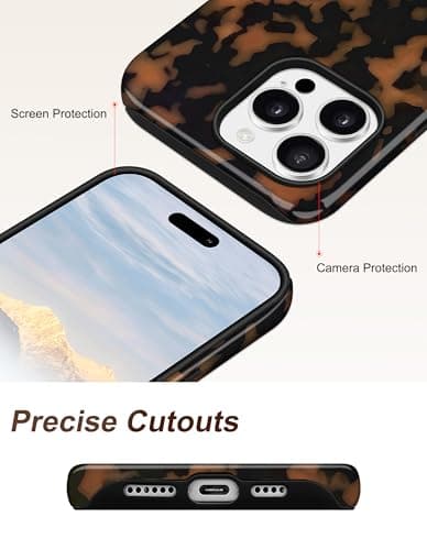 Aitipy Compatible with MagSafe Tortoise Shell Phone Case for iPhone 14 Pro, Cute Magnetic Aesthetic Yellow Leopard Print Soft TPU Hard PC Shockproof Protective Phone Cover for Women Girls - Thumbnail 5