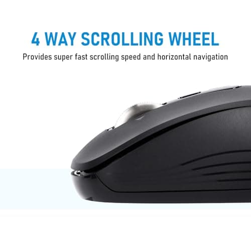 Wireless Bluetooth Mouse, 3-Device Multi-Mode (USB + 2 Bluetooth), 4-Way Metal Scroll Wheel, Adjustable DPI, Silent Click, Long Battery Life, Ergonomic Mouse for Laptop, PC, Mac, iPad (Dark Black, 7) - Thumbnail 5