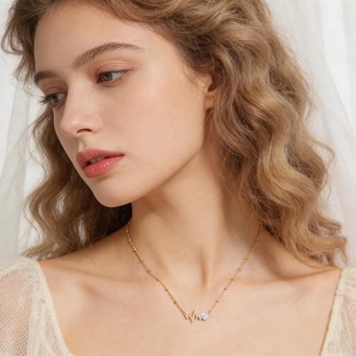 Helirose Heart Necklace for Women, Gold Necklace 18K Gold Plated, Dainty Romantic Heart Pendant, Hypoallergenic Jewelry, Birthday Gifts for Women, Mothers Day Gifts, Gift Box & Message Card (White) - Thumbnail 3