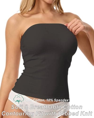 RanZZRan Womens Ribbed Shapewear Long Tube Tops Strapless Bandeau Basic Tops Backless Sleeveless Double Lined Y2K Tank - Thumbnail 2