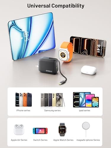 Omnibar Retractable Charger, 45W 2-Port USB C Fast Charger Block with Foldable Plug, GaN Compact PD PPS Type C Charger Fast Charging for iPhone 17/16/15, Samsung S26/S25, iPad Pro, Switch, Airpods 4 - Thumbnail 6