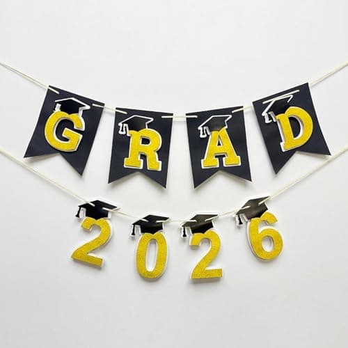 Graduation Decorations 2026– DIY 3D Congrats Grad 2026 Banner Black and Gold Layered Grad Party Decor for School and Home Graduation Photo Backdrop (Black) - Thumbnail 6