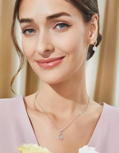 MomentWish Moissanite Necklace for Women, 1 Carat Simulated Moissanite Necklace for Her 925 Sterling Silver Pendant Anniversary Birthday Christmas Gifts for Mom Wife Girlfriend-Crescent - Thumbnail 3