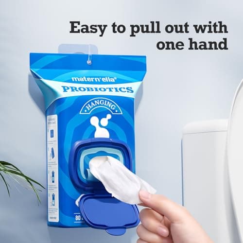 matern'ella Hanging Flushable Wipes Unscented Extra Large Corner-Connected Wet Wipes Adult Plant Based Fibers with Probiotics Alcohol Free Sewer Safe Butt Wipe Travel 3 Packs of 80 Wipes - Thumbnail 6