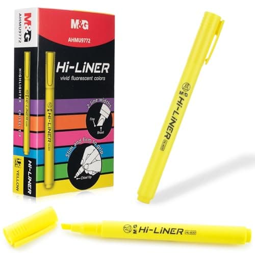 M&G Liner Highlighters, 12-Count Pack Yellow Highlighters, Chisel Tip No Bleed Highlighter Pens for Office Documents, Planning, and Everyday Organization - Image 1