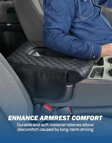 JOYTUTUS Center Console Cover Compatible with 2019-2025 2026 Silverado Sierra Jump Seat, Leather Arm Rest Armrest Cover for Car, Durable Middle Console Cover Replacement for Trucks, with 2 Pockets - Thumbnail 4