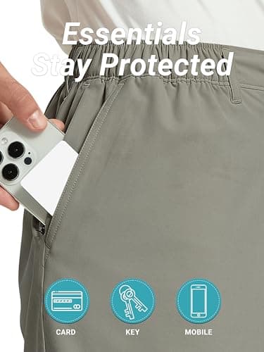 Arcweg Mens Casual Shorts 6 inch Inseam Stretch Golf Shorts Water Friendly Active Hybrid Shorts Regular Fit Grey - Thumbnail 5