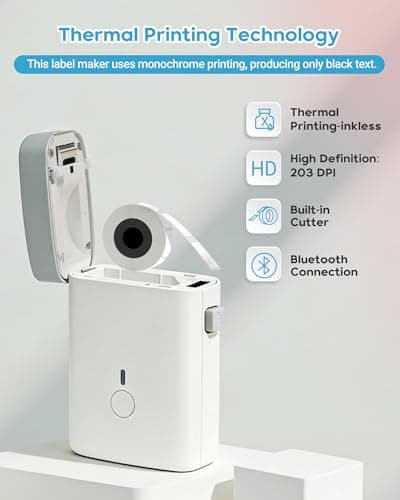 ORGBRO Label Maker Machine with Tape, DX1 Portable Bluetooth Label Printer for Home Office Organization, Support Pre-Cut & Continuous Labels, Inkless Thermal Small Labeler for School Kitchen, White - Thumbnail 4