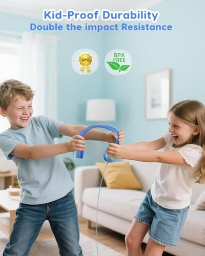 awatrue USB-C Kids Headphones, 74/85/94dB Volume Limiter, Foldable Wired Over Ear Headphones for Travel, Toddler Headphones for School, Travel, iPad, Tablet, Blue Gradient - Thumbnail 4