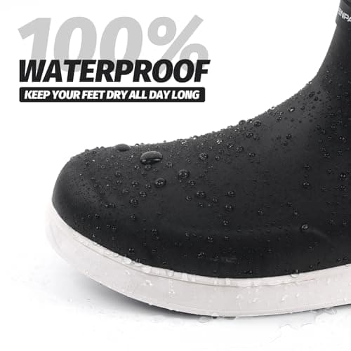 WOVENPAK Deck Boots for Men, Rain Boots Men, Waterproof Fishing Boot, Mens Deck Boots, Anti-slip Rubber Work Ankle Rain Boot Shoes for Outdoor Fishing, Boating, Size 11 - Thumbnail 3