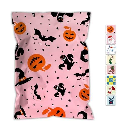 JinRuiKJ Halloween Poly Mailers 6x9 Inch 100 Pcs - Heavy Duty Tear-Proof Mailings Envelopes - Waterproof Shipping Bags for Small Business & Boutique - Pink