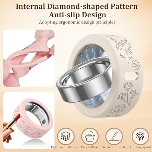 YWXTW Floral Cover for Oura Ring 4/3/ 4 Ceramic/Samsung/Ultrahuman, Support Charging Silicone Ring Protector for Women/Girls/Men, Dressy Accessories, 12 Pack (Minimalism, S) - Thumbnail 4