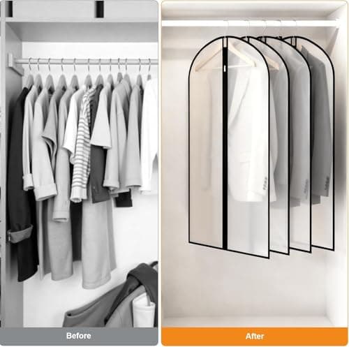 12 Pack Garment Bags 60 * 100cm, 40in PEVA Translucent Garment Covers, Suit Storage Bags, Dress Organizer Bags Used To Protect Shirts, Winter Coats, Jackets - Thumbnail 6