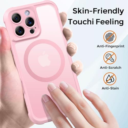 Thomo Magnetic for iPhone 16 Pro Max Case, [Full Camera Protection] [Compatible with Magsafe] Military-Grade Shockproof, Anti-Fingerprint Translucent Matte Phone Case,Pink - Thumbnail 6
