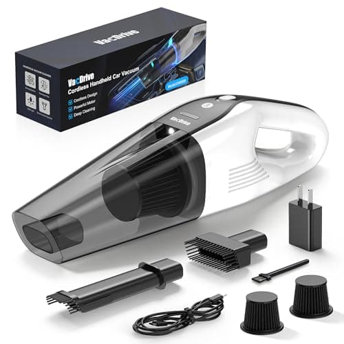 Handheld Vacuum Cordless, Ultra-Strong Suction Car Vacuum Portable Cordless, Rechargeable Hand Held Car Vacuum Cleaner High Power with Multi-Nozzles & Washable Filter for Car, Home, Pets, White&Black - Image 1