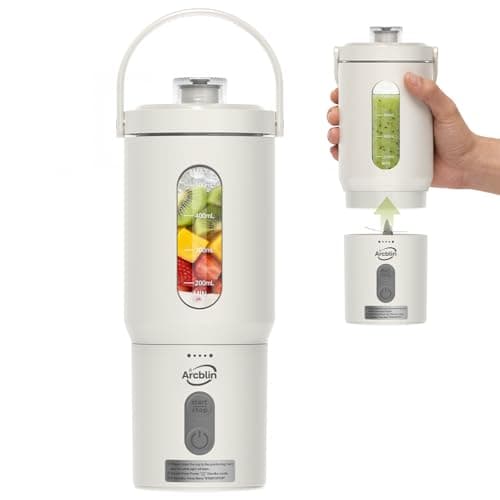 Arcblin Portable Blender for Shakes and Smoothies, 17oz Personal Blender with Detachable To-Go Cup & Carry Handle, USB-C Rechargeable Mini Juicer, Auto-Shutoff, BPA Free, Dishwasher Safe, White - Image 1