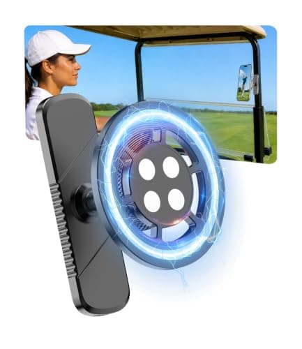Smusrks Magnetic Golf Cart Phone Holder, 【Strong Magnets】 MagSafe Phone Mount for iPhone 12-17, All-Metal 360° Rotation Golf Accessories Fits EZGO Club Car Yamaha, Golf Gift for Golfers Dad Husband - Image 1