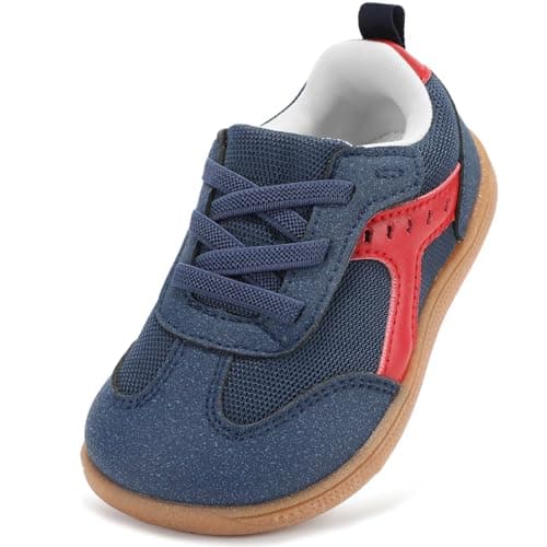 WIDE TOE BOX Toddler Non-Slip Casualshoes First Walking Sneaker for Boys Girls Lightweight School Activities Shoe Navy Size 9 - Image 1