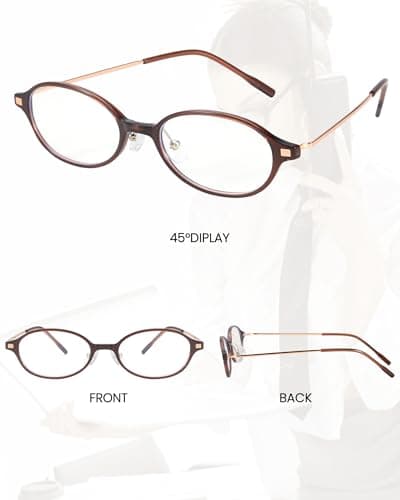 SODQW Titanium Oval Blue Light Glasses for Women, Trendy Small Office-Siren Bayonetta Glasses with Clear Lens - Thumbnail 6