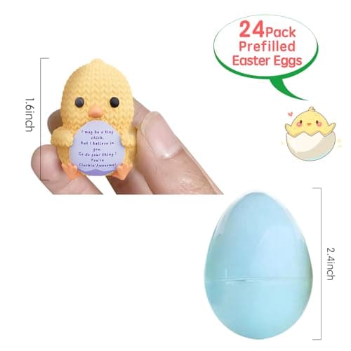 24 Pack Prefilled Easter Eggs with 3D Printed Knitted Animals – Amigurumi Style Figurines Positive Cardfor Egg Hunt Easter Party Favors for Kids Boys Girls Easter Basket Stuffers Party Favors - Thumbnail 4