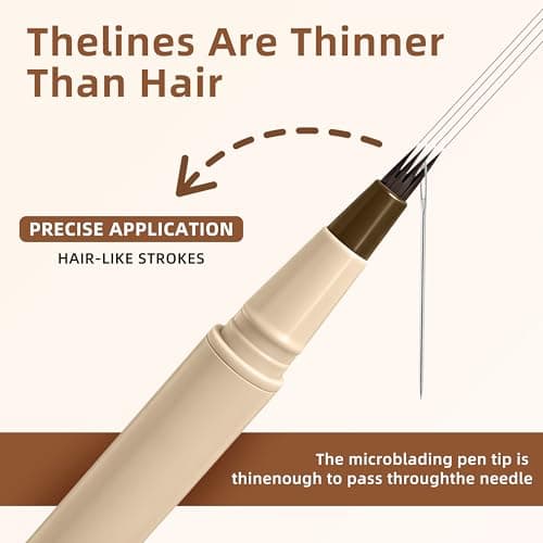 Eyebrow Pen Makeup for women Waterproof Eyebrow Pencil Last All-Day Microblading Brow Pen for Natural Eyebrows,Hairlike Eyebrow Pen Dark Brown also Suitable for Men to Supplement Hairline - Thumbnail 4