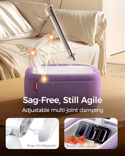 LULULOOK Ultra Fluffy Kindle Pillow Stand for Reading, Lap Tablet Pillow Stand with Snack Bowl & Foldable Arm Compatible with iPad, Phone and 4.7-14.6” Tablet for Book Reading in Bed - Thumbnail 3