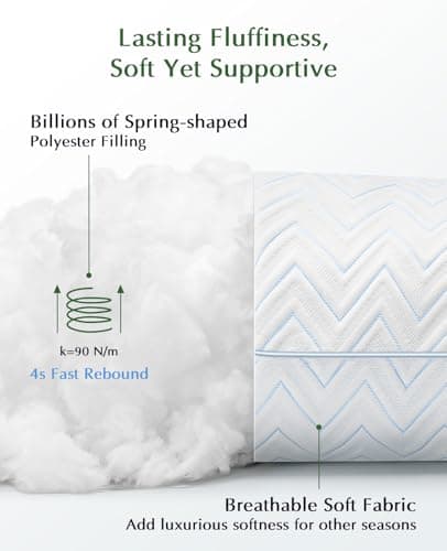 DIORIS Queen Size Pillows Set of 2 - Hotel-Quality Down Alternative Bed Pillows for Back, Side & Stomach Sleepers, Cooling Breathable Microfiber Fill, Medium Firm Support for Neck & Shoulders - Thumbnail 2