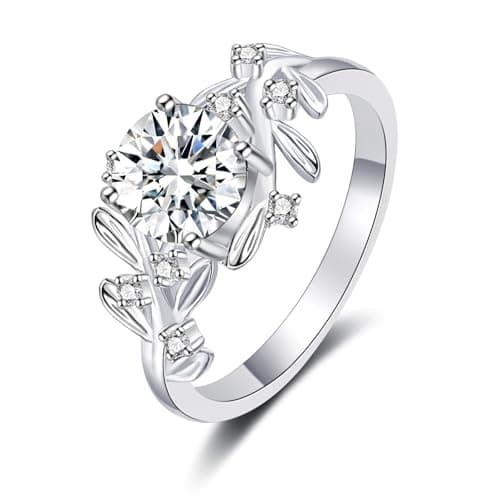 IMOLOVE Moissanite Engagement Rings for Women, 1.5 Carat D Color VVS1 Clarity Solitaire Engagement Promise Rings Round Cut Moissanite Wedding Rings for Women with 18K White Gold Plated Size 5 - Image 1