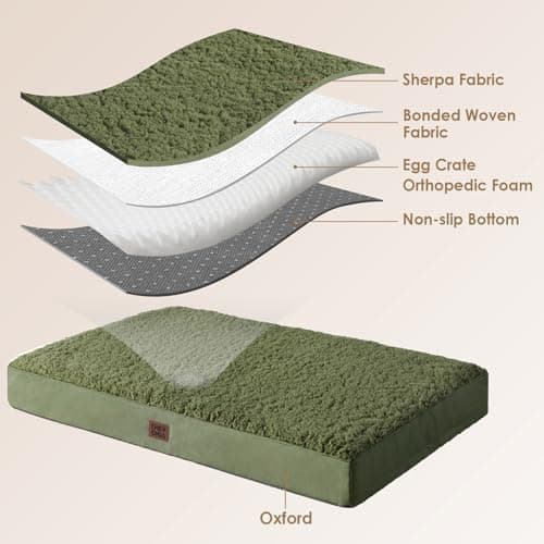 EHEYCIGA Orthopedic Foam Dog Bed for Large Dogs, 35"L x 23"W x 3.5"Th, Dark Green - Thumbnail 5