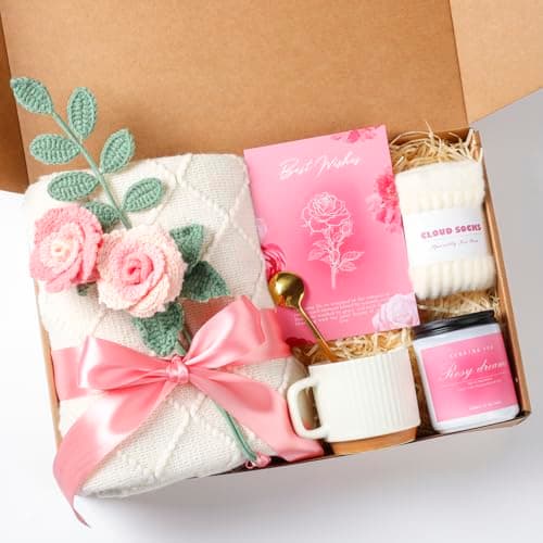 Mothers Day Gifts, Rose Birthday Gifts for Women, Gift Baskets for Women, Birthday Box for Woman, Hug in A Box, Get Well Basket, Birthday Gift Set, Self Care Gift Basket for Mom Her Friend Sister Wife - Image 1