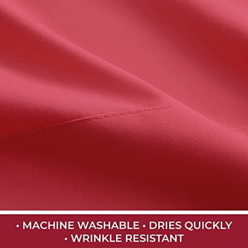Mellanni RV Short Queen Sheets - 4 PC Iconic Collection Bedding - Hotel Luxury, Extra Soft, Cooling Bed Sheets - Deep Pocket up to 10 inch (RV/Short Queen, Brick Red) - Thumbnail 5