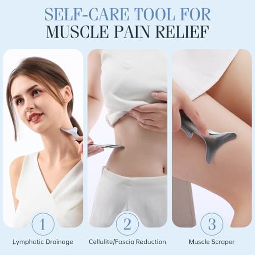 5-in-1 Gua Sha Facial Tools,Fish Guasha Massage Tool for Face&Body, Facial Roller Massager for Lymphatic Drainage &Jawline Sculpting & Puffiness Reducing,Gua Sha Muscle Scraper Tool,TMJ Relief Tool - Thumbnail 6