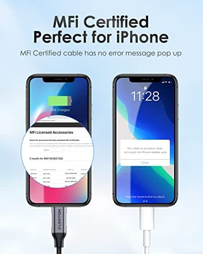 LENTION USB C to Lightning iPhone Cable MFi Certified Type C Fast Charging Cord 3.3ft, Nylon Braided Charger Cable Compatible iPhone 13/12/11/Mini/Pro/Max/X/XS/XR/8/SE,iPad Air/Pro/mini (Space Gray) - Thumbnail 4