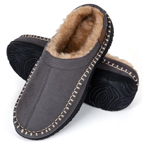 BOVTY Men's Moccasin House Slippers - Memory Foam Indoor Outdoor Shoes Warm Fuzzy comfy Slip-on - Image 1