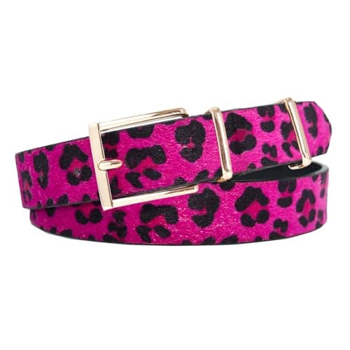 EONTISO Women's Leopard Belt, Cheetah Print Animal Pattern, Gold Buckle, Fashion Accessory for Jeans Dress, Red L - Image 1