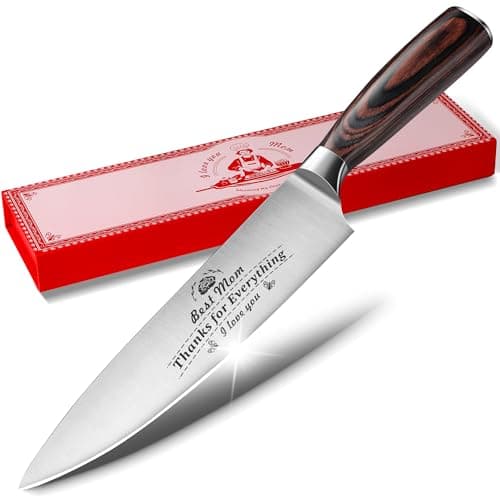 Plys Chef Knife for Kitchen 8 Inches: High Carbon Stainless Steel Meat Cutting Chefs Knives with Wood Handle - Image 1