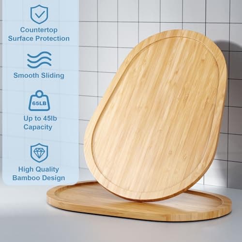 GuanQiao Food-Grade Bamboo Mixer Slider: For KitchenAid 5-8 Qt Bowl Lift Stand Mixer. Appliance Sliding Mat For Artisan, Kitchen Countertop Storage Accessories (Moving Tray) - Thumbnail 5