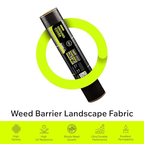 Weed Barrier Fabric Heavy Duty 4ft x 100ft, 3.2 oz Woven Landscape Fabric for Gardens, Raised Beds & Landscaping, UV-Stabilized Permeable Ground Cover with Yellow Planting Guides, Black, DOTDAY Shield - Thumbnail 2