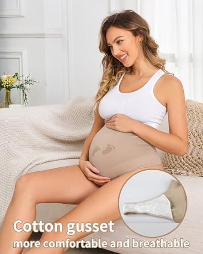 Y25D Maternity Thongs for Women,Seamless Maternity Underwear Over Bump Maternity Panties for Pregnancy Postpartum - Thumbnail 5
