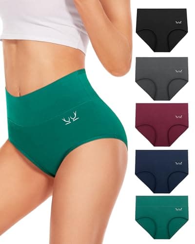 RUIXUE Women's Underwear High Waisted Ladies Cotton Panties Breathable Stretch Full Coverage Postpartum Brief 5Pack - Image 1