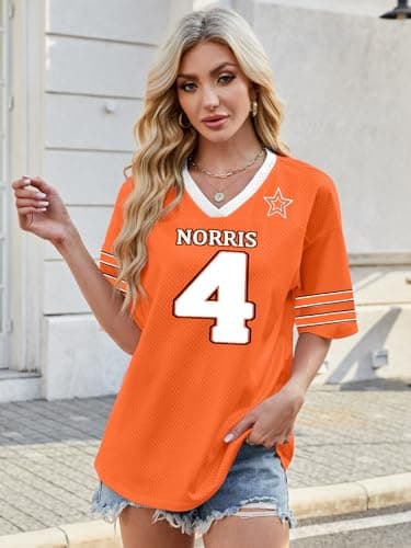 Racing Shirt Women Number Print Jersey T-Shirt Funny Racing Apparel Race Day Tee Causal Short Sleeve Tops Orange - Thumbnail 3