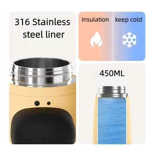 Insulated Water Bottle, 100% Leak-proof Travel Mug | w/baldric & Straw|Silicone Sleeve for Durability | 316 stainless steel cup body | 3-In-1 Lid | Reusable Coffee Travel Mug. (Yellow) - Thumbnail 6