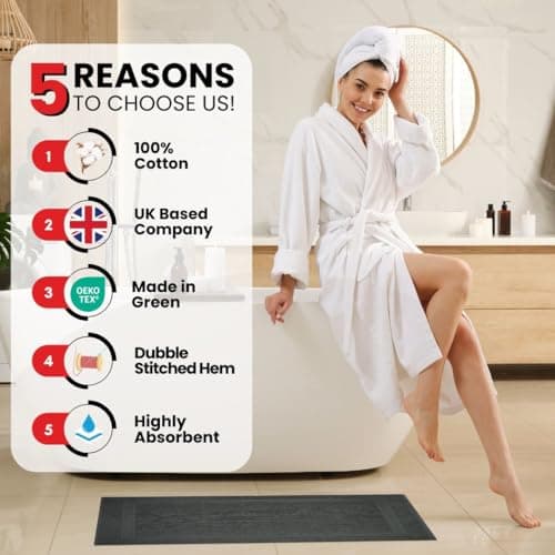 Infinitee Xclusives Premium Cotton Grey Bath Mats –Pack of 2, (34x22 Inches) [Not a Bathroom Rug] Ultra Soft and Super Absorbent Floor Mat, Machine Washable (Shadow Grey, Towel Bath Mats) - Thumbnail 3