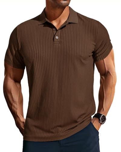 PJ PAUL JONES Polo Shirts for Men Retro Lightweight Pullover Polo T Shirts for Golf Bowling Coffee L - Image 1
